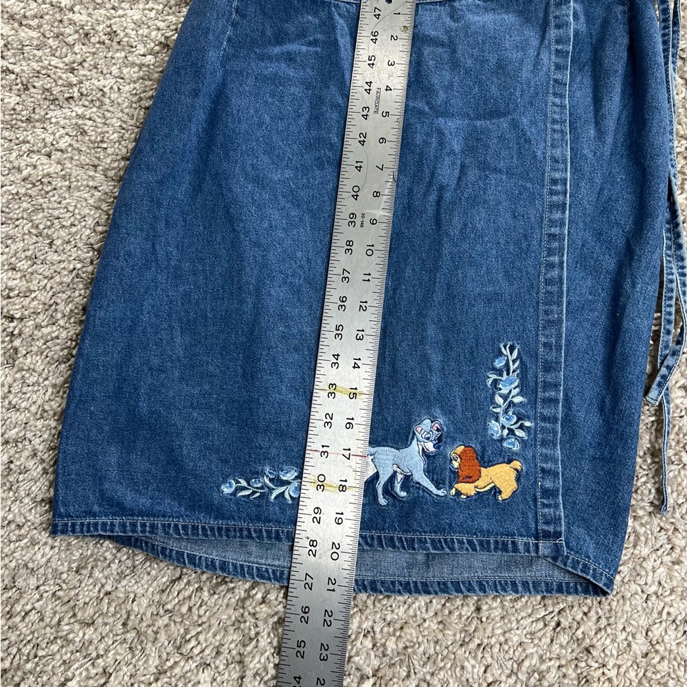 Disney Blue Denim wrap Skirt with Lady and the Tramp Embroidered Characters - Picture 3 of 4